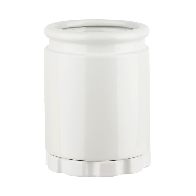 white glossy utensil holder