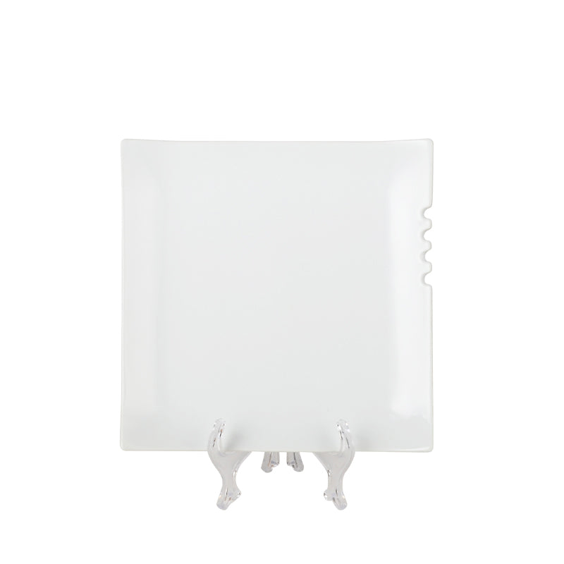 Medium size white square ceramic dinner plate