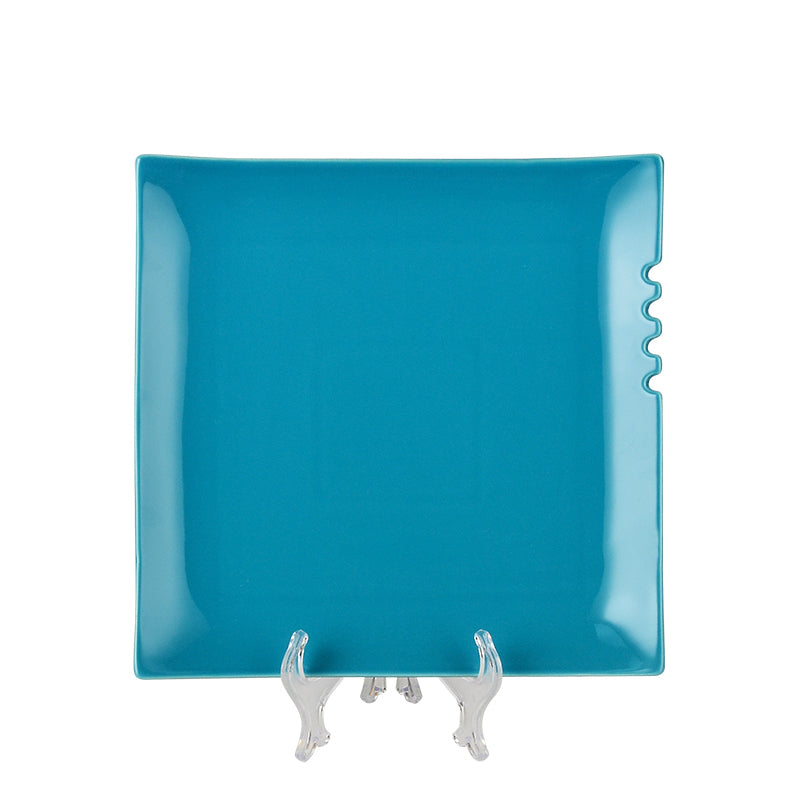 Large Blue Square Ceramic Dinner Plate