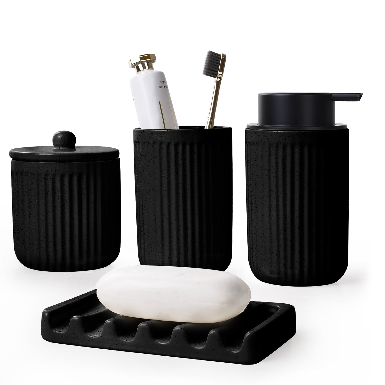 Pockmark 4-Piece Foaming Bathroom Set Sustainable Ceramic