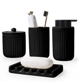 Bosilunlife Stripes With Pockmark 4-piece Ceramic Bathroom Set-Foam