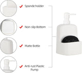 BosilunLife Dish Soap Dispenser - Black Ceramic Kitchen Soap Dispenser with Sponge Holder