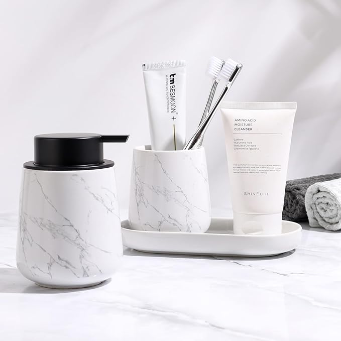 Marble 3-Piece Bathroom Set Sustainable Ceramic