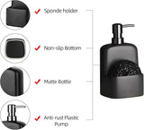 BosilunLife Dish Soap Dispenser - Black Ceramic Kitchen Soap Dispenser with Sponge Holder