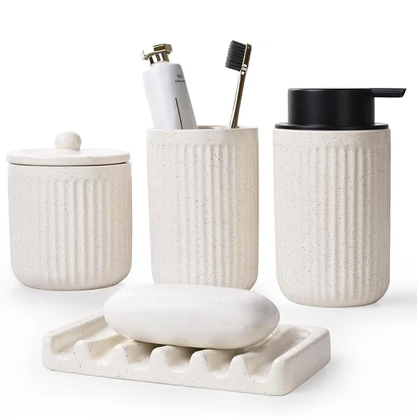 Pockmark 4-Piece Liquid Bathroom Set Sustainable Ceramic