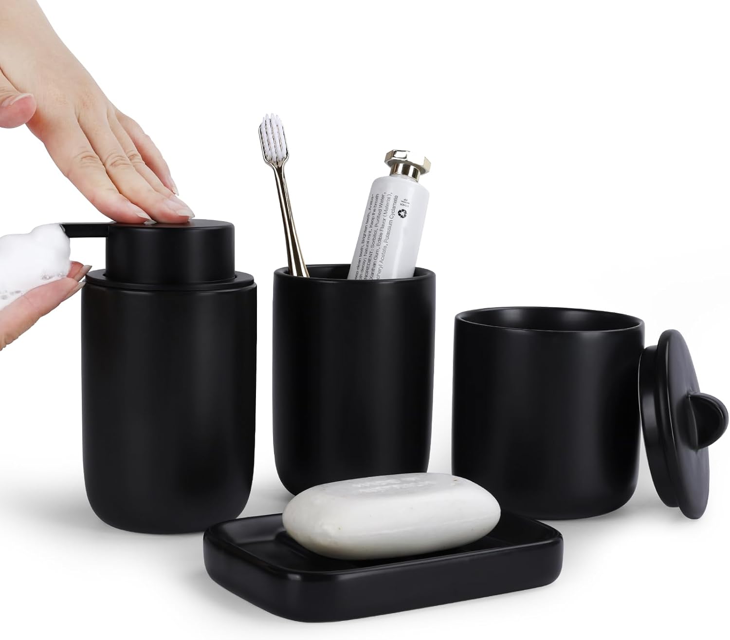 Matte Black 4-Piece Bathroom Set Sustainable Ceramic