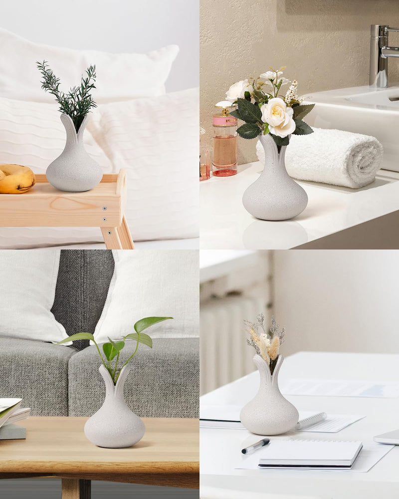 BosilunLife Recycled Clay Ceramic Vase-Light Grey