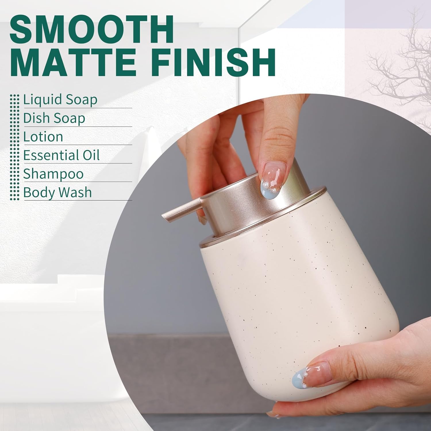 Liquid Soap Dispenser 12oz Sustainable Ceramic