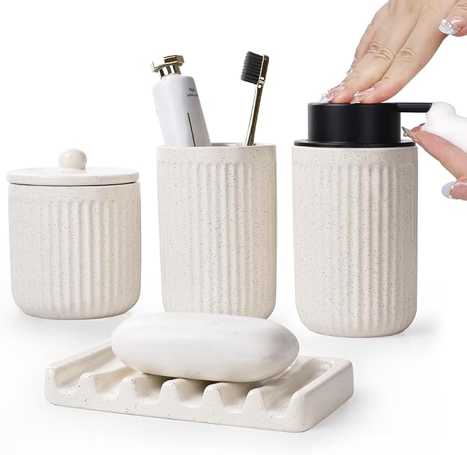 Pockmark 4-Piece Foaming Bathroom Set Sustainable Ceramic