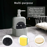 BosilunLife Dish Soap Dispenser - Black Ceramic Kitchen Soap Dispenser with Sponge Holder