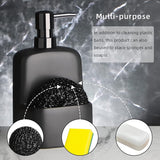 BosilunLife Dish Soap Dispenser - Black Ceramic Kitchen Soap Dispenser with Sponge Holder