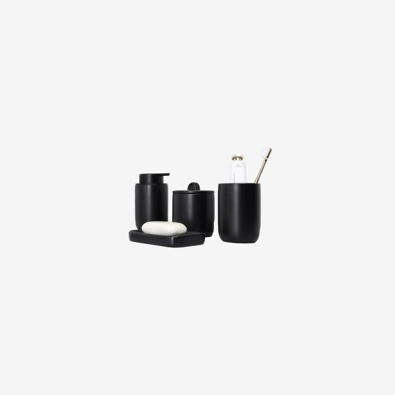 Matte Black 4-Piece Bathroom Set Sustainable Ceramic