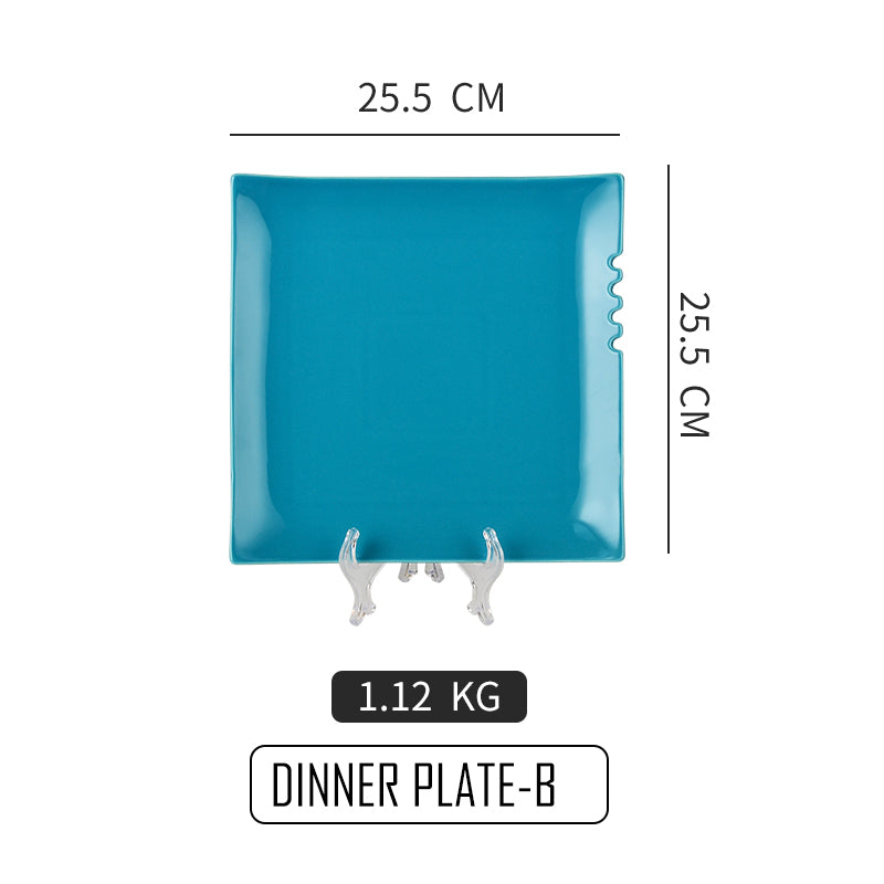 BosilunLife-Elegant-Blue-Dinner-Plate-Upscale-Dining & Stylish-Decor-Luxury/Dessert-Plate (S)