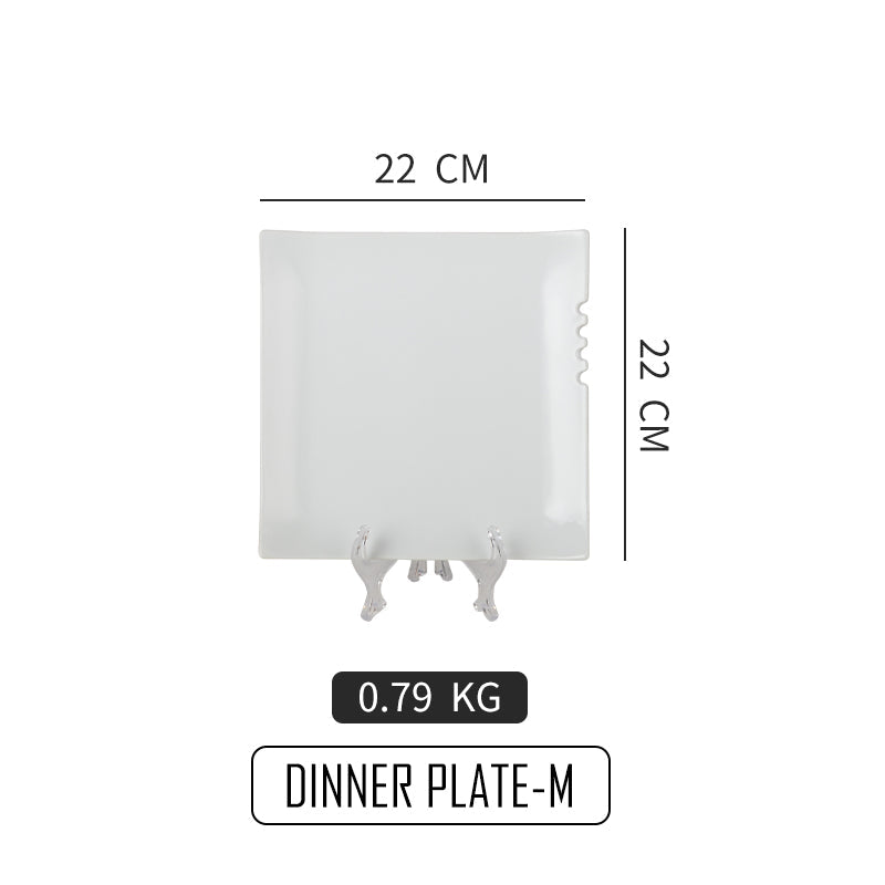 BosilunLife | Elegant White Dinner Plate | Upscale Dining & Stylish Decor | Luxury/Side Plate (M)