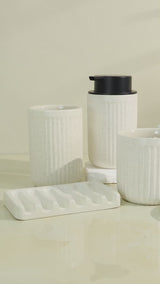 Bosilunlife Stripes With Pockmark 4-piece Ceramic Bathroom Set-Liquid